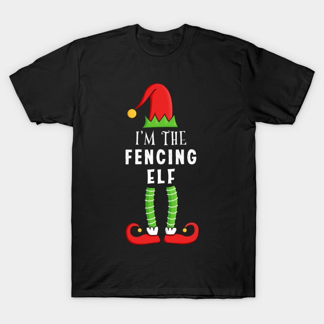 Fencing Elf Christmas Matching Family Gift T-Shirt by qwertydesigns